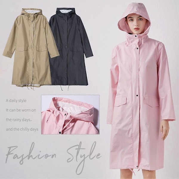 Enfärgad Regnrock Vattentät 210D Polyestertyg Unisex Regnjacka för Utomhusbruk Pink XL