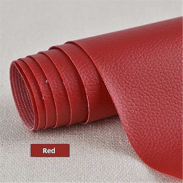 Självhäftande läder för soffreparation, möbelbordsstolsdekal, sitsväska, skoreparation Red 50x137cm