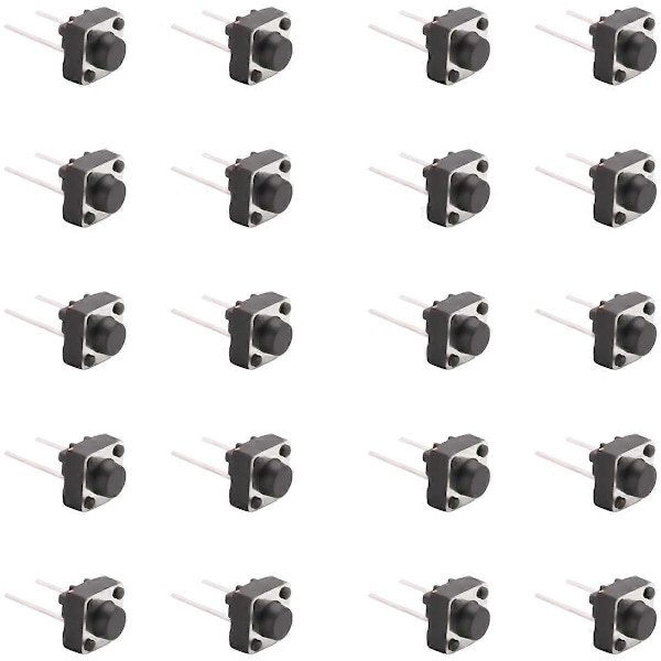 20 st 6x6x5mm Momentan Taktil Tryckknappsbrytare 2 Pin DIP Genomgående Hål