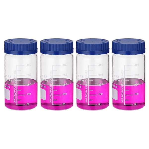 4-pack 500 ml Borosilikatglas Bredhalsade Graderade Runda Flaskor