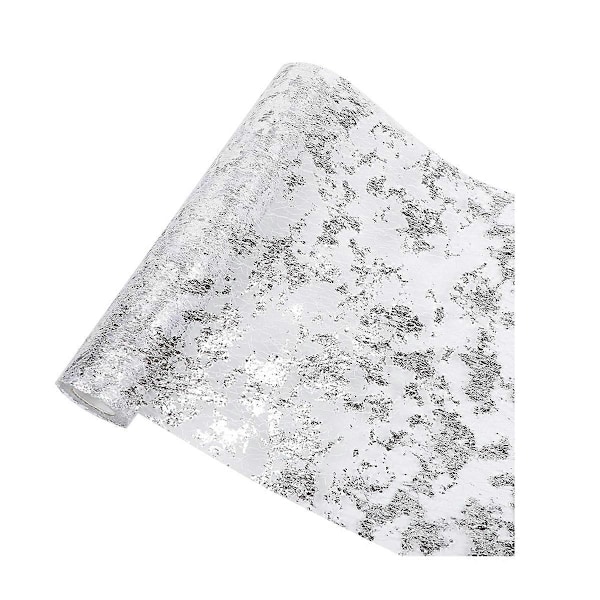 Pöytäliina Paljetein Koristeltu Glitter Folio Metallinhohtoinen Hopea Hieno Verkko Pöytäliina