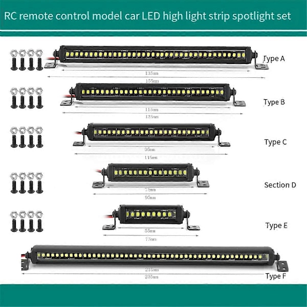 RC Bil Taklampa 24 36 LED Ljusramp för 1/10 RC Crawler Axial SCX10 90046/47 SCX24 D90 TRX4 Kaross, E