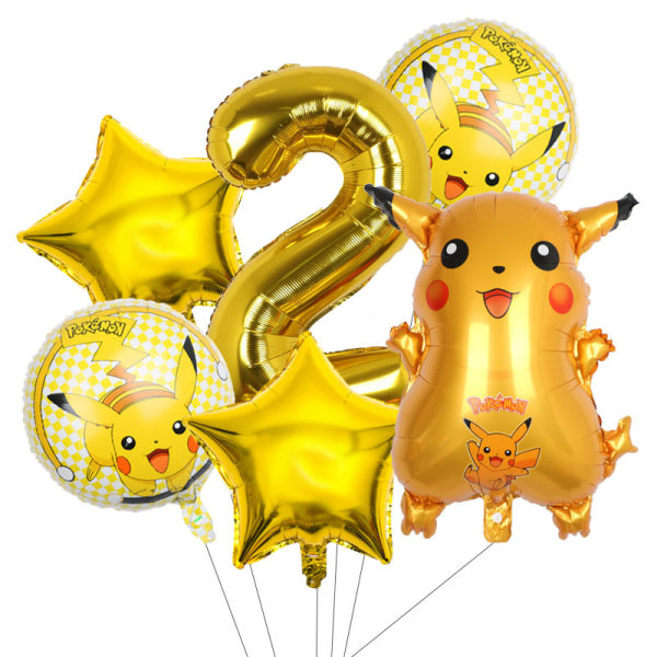 magic baby aluminium ballongficka elf Pikachu födelsedagsfest dekoration ballong 1-9 år gammal yellow 2