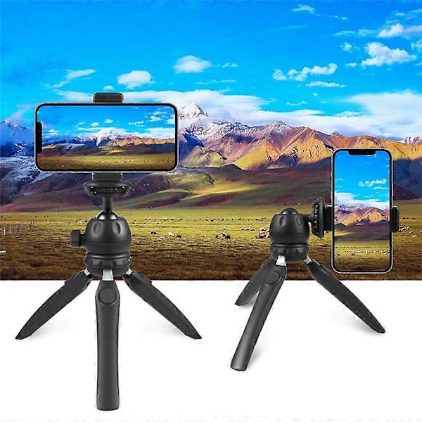 Portabelt Fäste VLOG Live Stabilisator Stativ med Telefonklämma, Blå