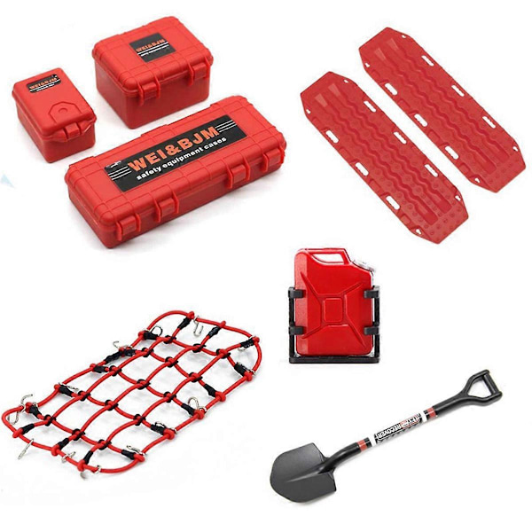 8st Simulerad Resväska Bagage Nät Spade för TRX4 1/10 RC Bil Röd