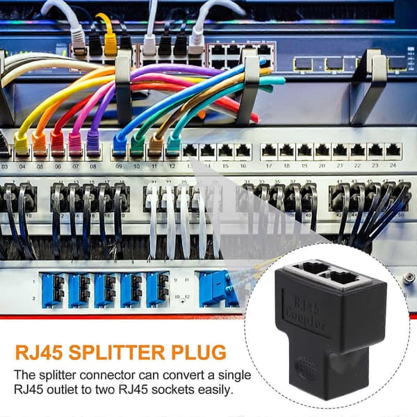 2 stk. Internettkabel Splitter Ethernet-forlenger Splitter RJ45 Splitter Socket 1 til 2 Splitter Kobler 1 til 2 Ethernet Socket