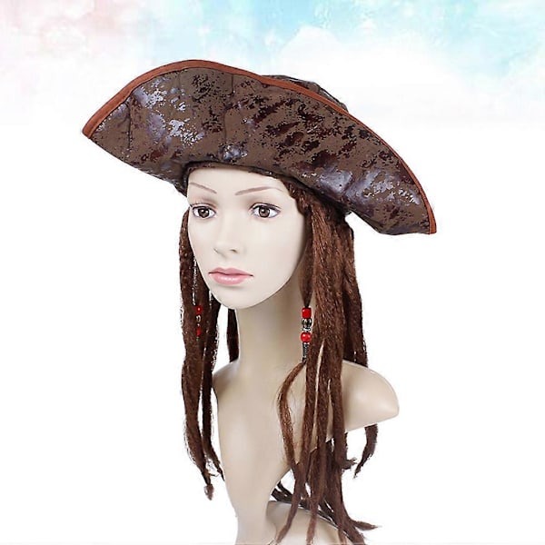 Cosplay-peruukki, merirosvokapteenin hattu, merirosvolippis, merirosvo-dreadlocksit, merirosvosetti, merirosvorekvisiitta