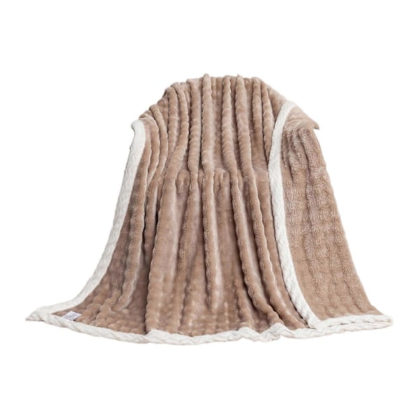 Sommarpläd Filt Fleece Filt Enfärgad Design Hudvänlig Andningsbar Hållbar Sömnad Tvättbar Sängfilt Camel M