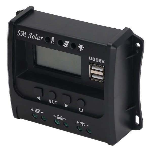 Solcellepanelkontroller 3-trinns PWM-lading Intelligent mikrokontroller ABS Aluminiumplate 12V 24V Solcelleladekontroller SEC20(20A)