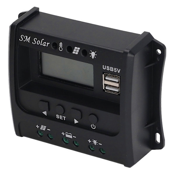 Solpanelcontroller 3-trins PWM-opladning Intelligent mikrocontroller ABS-aluminiumplade 12V 24V Solcelleopladningscontroller SEC20(20A)