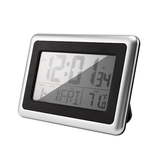 Atomisk Digital Väggklocka LCD-Display Utan Bakgrundsbelysning (Silver)