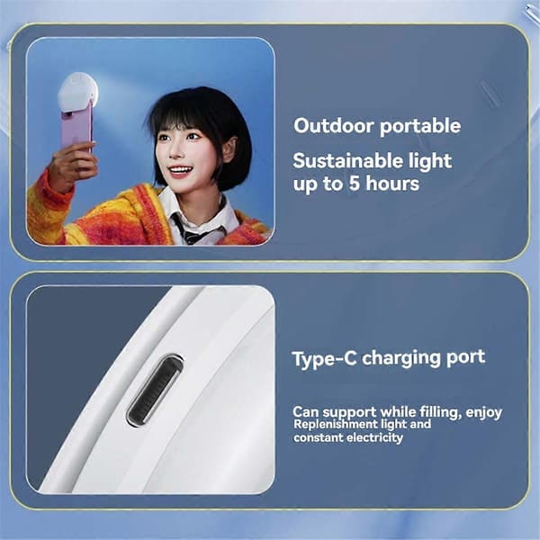 Ringlight Selfie Lys Clip-on Lys for Mobiltelefon Lys A