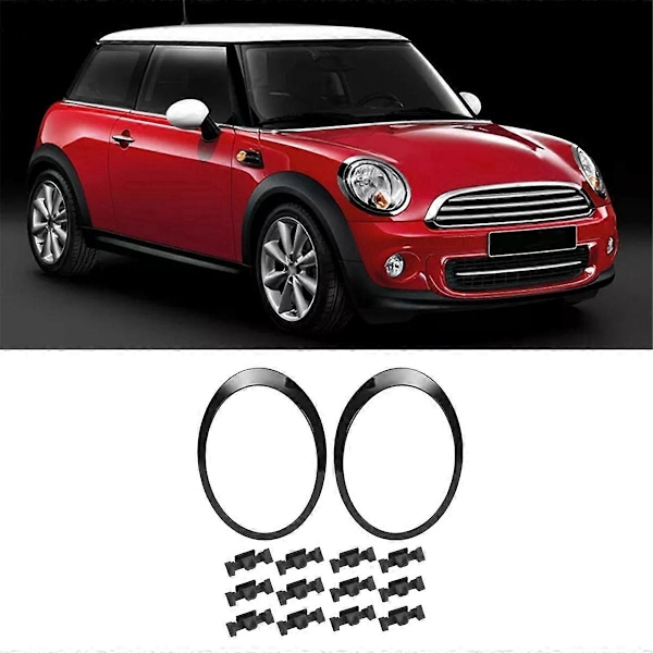 Svarta Strålkastarringar Ramar Skydd Par för Mini Cooper R55 R56