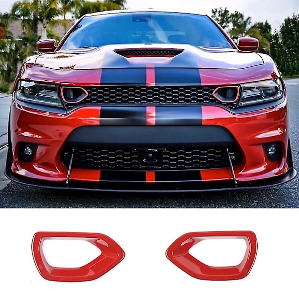Främre Grill Insugningsram Skydd Trim för 2015-2020 Charger Pack Biltillbehör (Röd)
