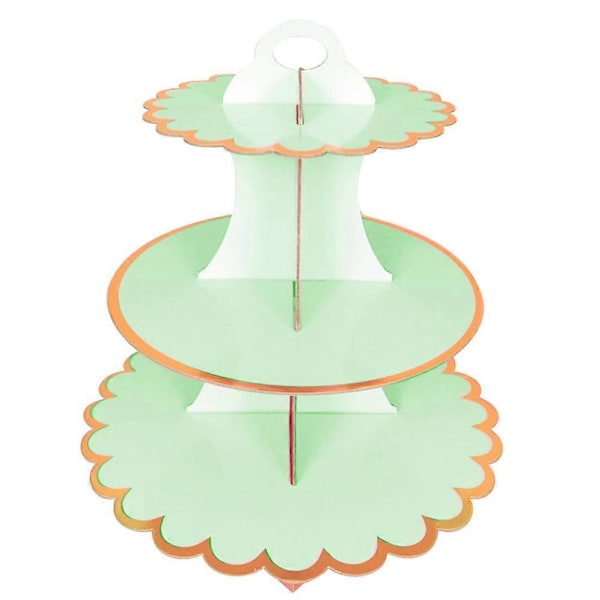 3-Vånings Cupcake Dessert Pappersställ Display Rack Födelsedag Bröllop Festtillbehör Green Lace Edge