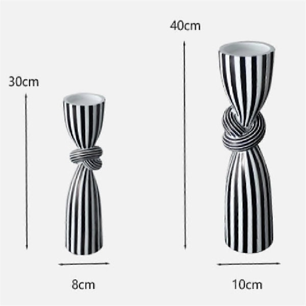 Svart & Vitrandig Vriden Ljusstake Harts Ornament Matbord Dekoration Oregelbunden Ljusbehållare Hållare Stativ-A