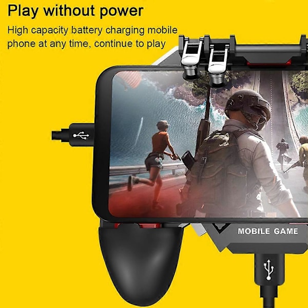 Triggers 6 Fingrar Mobilspelskontroll Shooter Trigger Kylfläkt Powerbank Speljoystick 3 I 1-4000mAh-