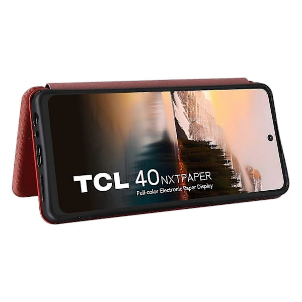 Tcl 40 Nxtpaper -nahkakotelo, jossa korttipaikat, puhelinkotelo magneettisella sulkimella Brown