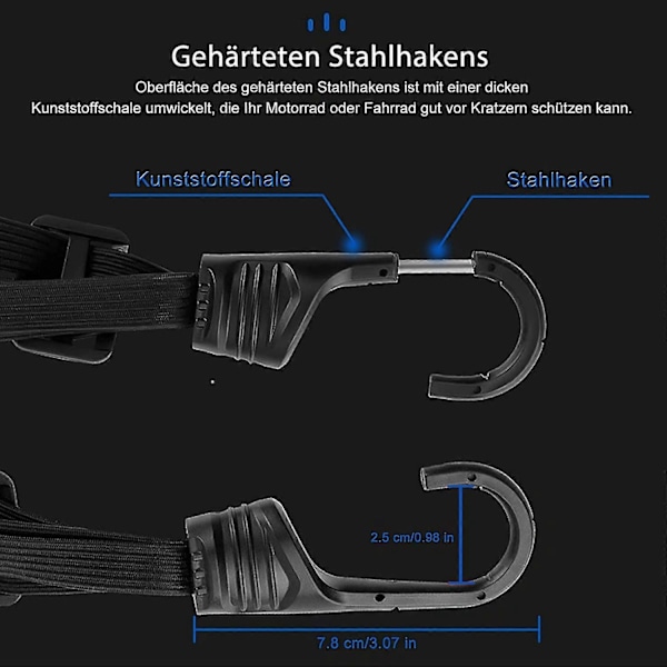 2 st Spännbagage, Surrningsremmar med krokar och 4 glidande spännen, Surrningsrem Bagagehållare för cykelmotorcykel