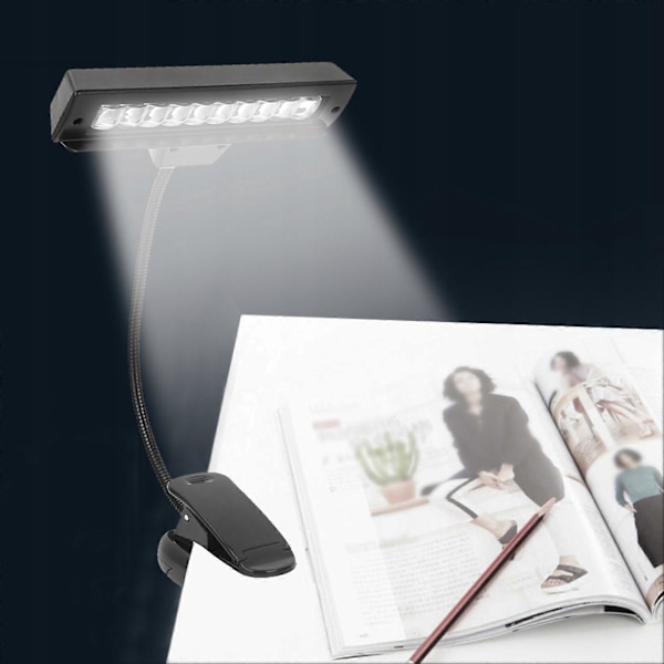 LED-lampa med klämma, idealisk för att läsa böcker