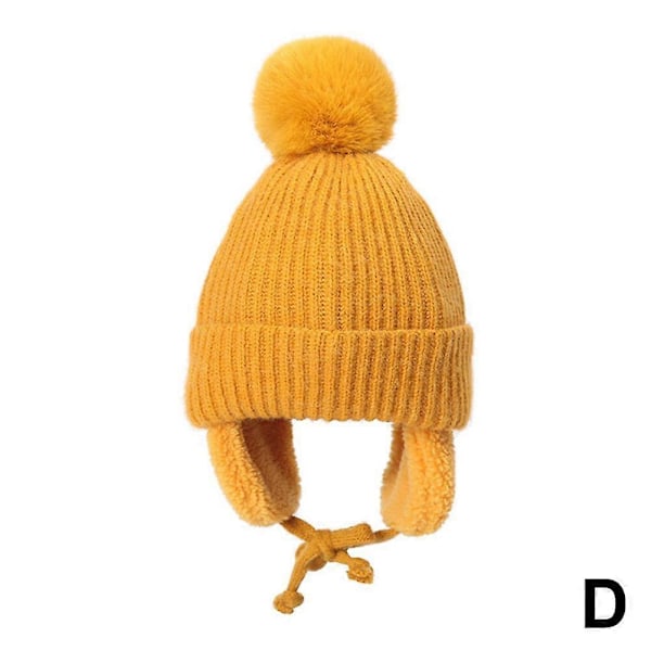 Barn Öronskydd Stickad Lei Feng Hatt Sammet Öronskydd Varma Hattar Yellow