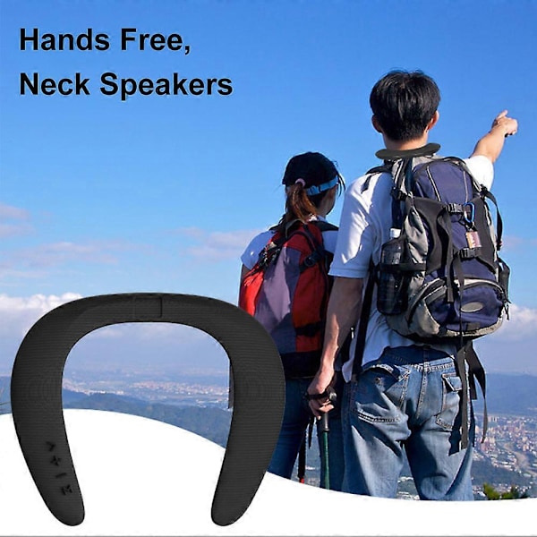 Nackbandsportabla Bluetooth-högtalare Trådlös Bärbar Kroppshögtalare - Svart