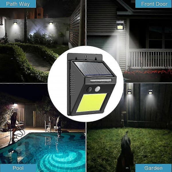 11 LED solcellelamper med bevægelsesdetektor - Solcellelamper, havebelysning, havelamper - Sort