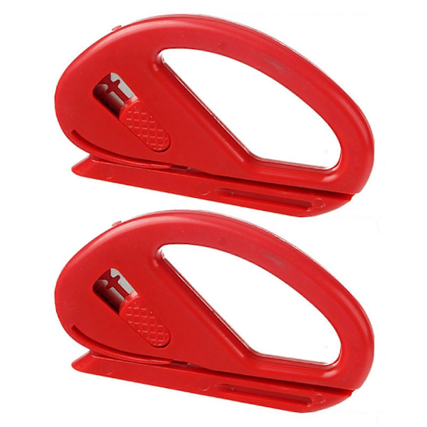 1/2 st Säkerhetsskärare Filmkniv Dold Klinga Omslagspapperstrimmer Enkel Glidande Förpackningspappersrulle Skärare Red 2pcs