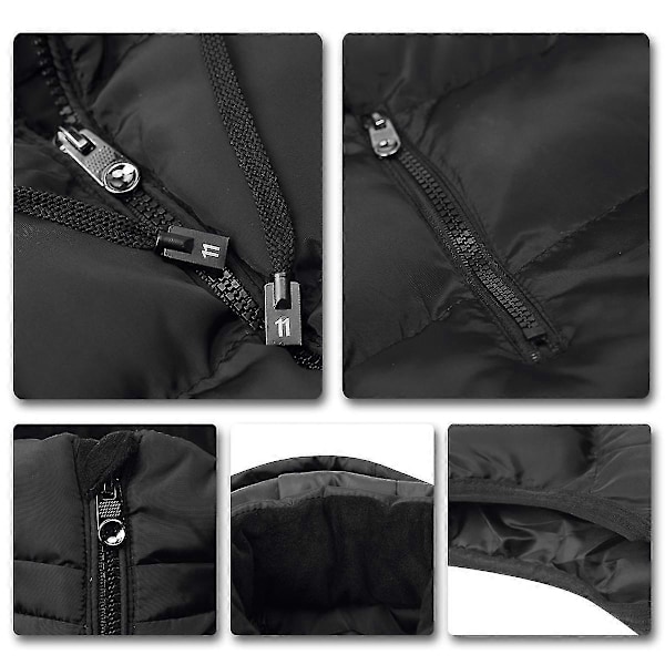Herr Casual Slim Fit Värmeväst Avtagbar Hätta Ärmlös Vadderad Jacka XS