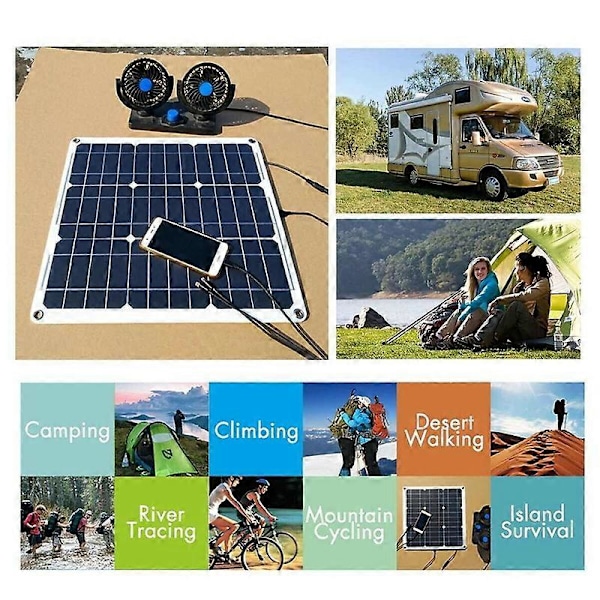 20W Solpanel Kit Portabel Ström RV Monokristallin Båt