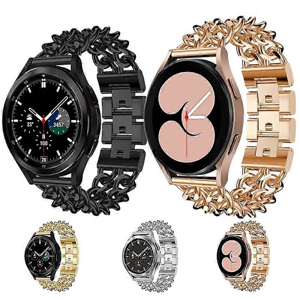 Kellon ranneke Cowboy-ketju ruostumattomasta teräksestä 20mm/22mm ranneke kellon rannekoru Yhteensopiva Samsung Galaxy Watch 3/4/Yhteensopiva Amazfit GTR/Pace Golden 22 mm