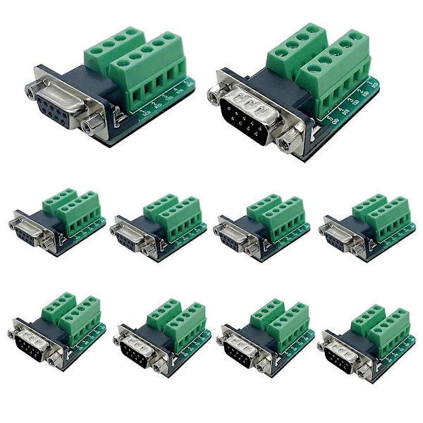 RS232 D-SUB Seriell till 2 Rad 9Pin Port Terminal Adapter Breakout Board