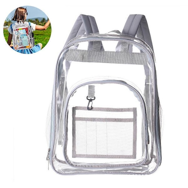 1 st Klar Ryggsäck, Kraftig Genomskinlig Ryggsäck Mode transparent PVC ryggsäck skolväska white