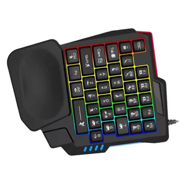 Ergonomiskt Gamingtangentbord Enhands USB-kabelansluten 35 tangenter Enhänt RGB-bakgrundsbelyst minitangentbord