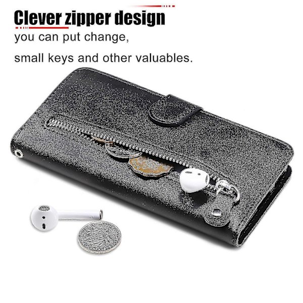 Etui för Find X3 Lite, PU-stängning Fack Kickd Dragkedja Ficka Mjukt TPU Flipfodral -