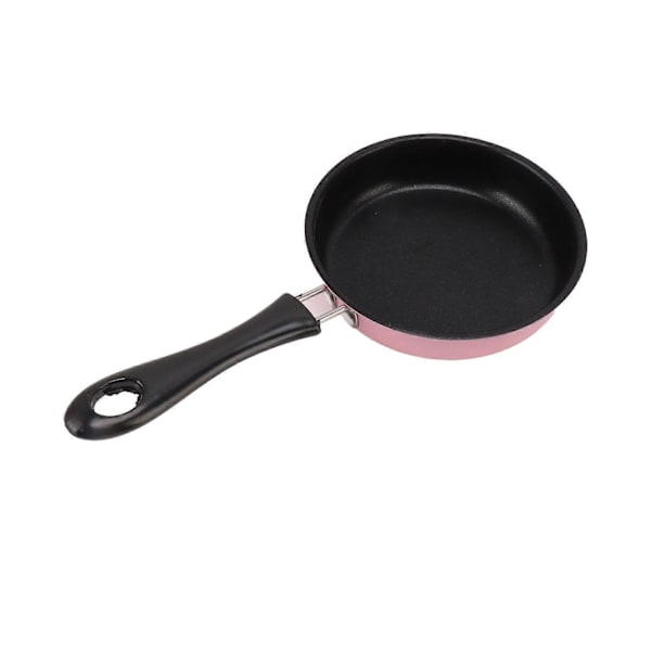 Mini Stekpanna Rostfritt Stål Non-Stick Induktionspanna Rund Frukost Liten Äggstekpanna med Långt Handtag 12cm (Rosa)