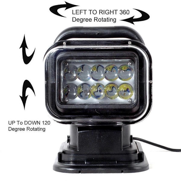Båtstrålkastare 50W Fjärrkontroll Spotlight med Magnetisk Fjärrkontroll för Lastbil UTV SUV Marinbåt Bil