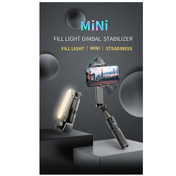 Håndholdt Gimbal Stabilisator Bluetooth Selfie Stick Holder Hvid