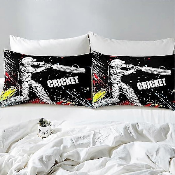 2025 Cricket Spelare Sängkläder Set För Flickor Pojkar Barn Sporttema Täcke Örngott Dekorativ Cricketboll Spel Påslakan Tie Dye 220x260cm