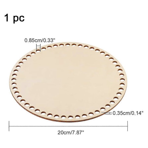 20 cm Naturlig Trä Korgbotten med Hål, Cirkel Blank Träbas