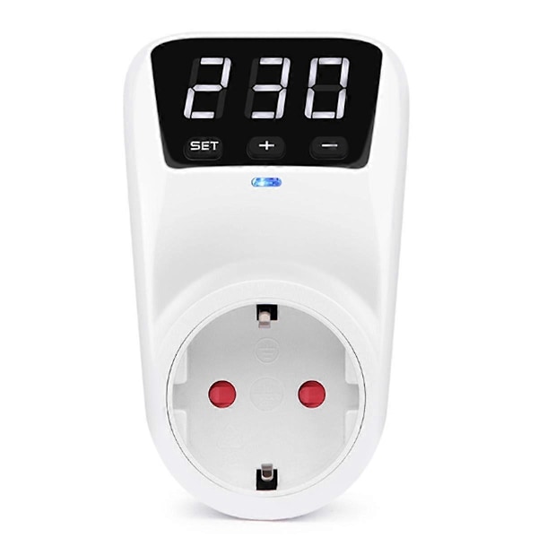 LED-display Spänningsskydd Uttag AC 230V Justerbart 16A Strömskydd Uttag med Automatisk Återställningsfunktion EU-kontakt