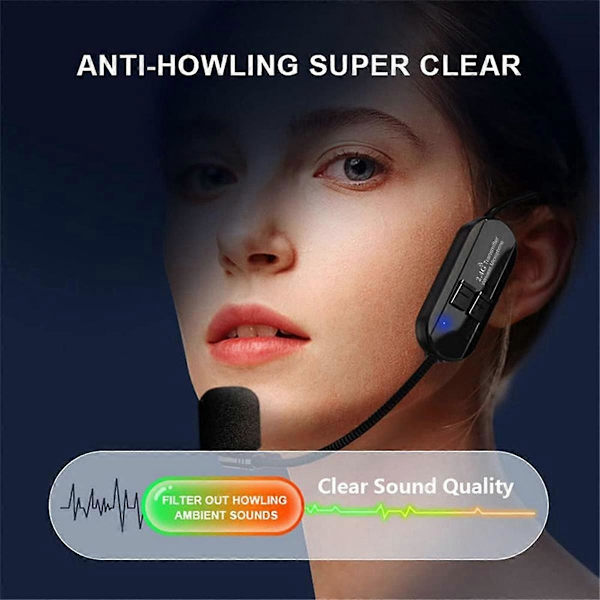 Professionellt trådlöst headset mikrofon sändare mikrofon för röst radiosystem gitarr undervisning fitness gaming