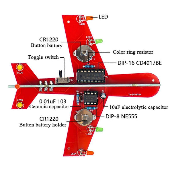Litet Flygplan Blinkande Krets Cd4017 Flödeslampa Elektronisk Produktion