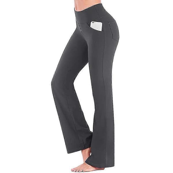 Lediga utsvängda stretchdansbyxor för damer, elastiska, hög midja, lösa yogabyxor Gray M