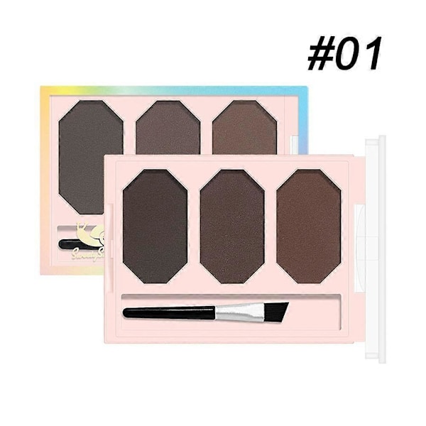 3 Farver Øjenbrynspudder Makeup Palette Vandtæt Nuance til Øjenbrynsforstærker A