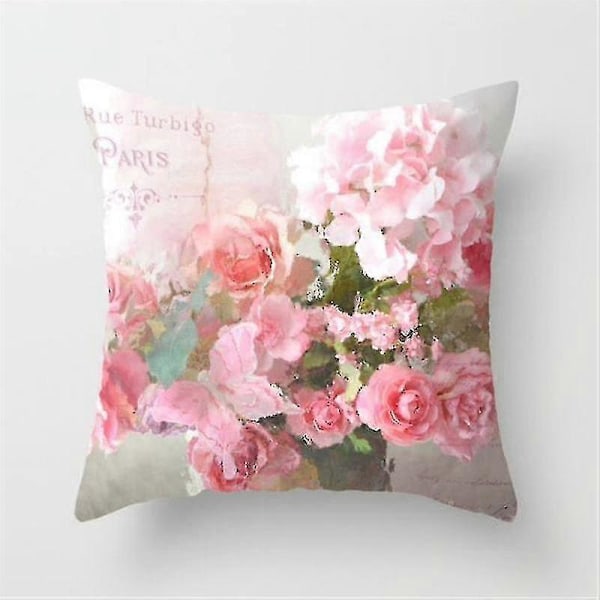 Rose Pæon Blomst Pudebetræk Pudevar Hjem Have Sofa Dekoration 10