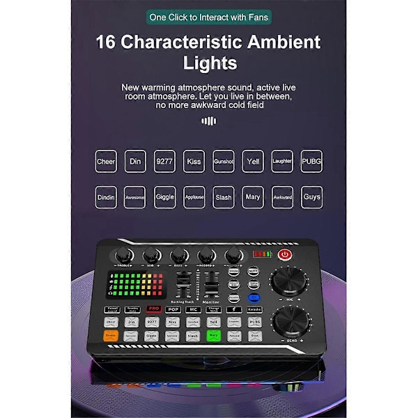 F998 Ljudkort och BM800 Mikrofon Kit Mic Ljudmixer Ljudkort Audio Mixing Console Förstärkare för Sång PC Telefon