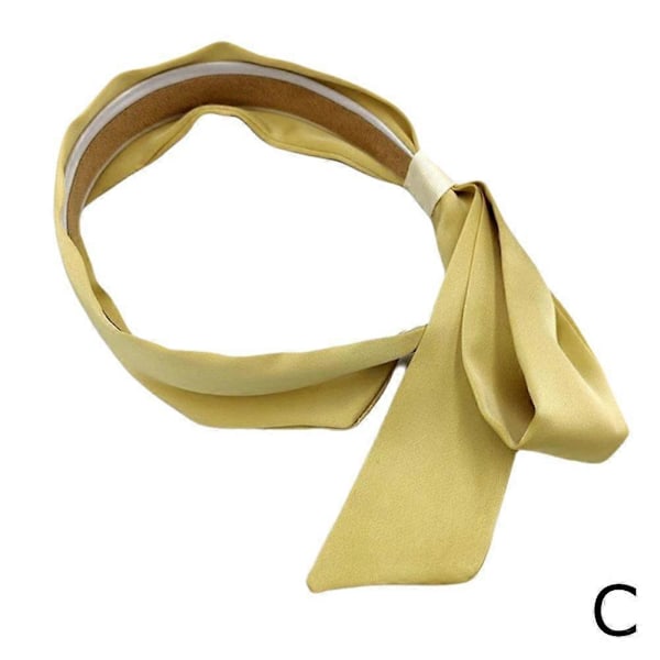Smal Hårband i Siden Satin Scarf Kvinnor Sommar Tryck Långt Hår Yellow