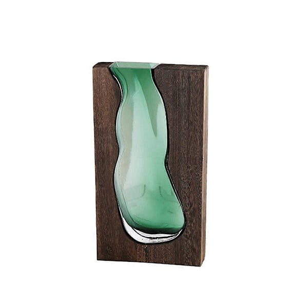 Trähus Glasvas Vattenupphöjd Blomma Vardagsrum Matbord Torkad Blomsterarrangemang Behållare Ornament B