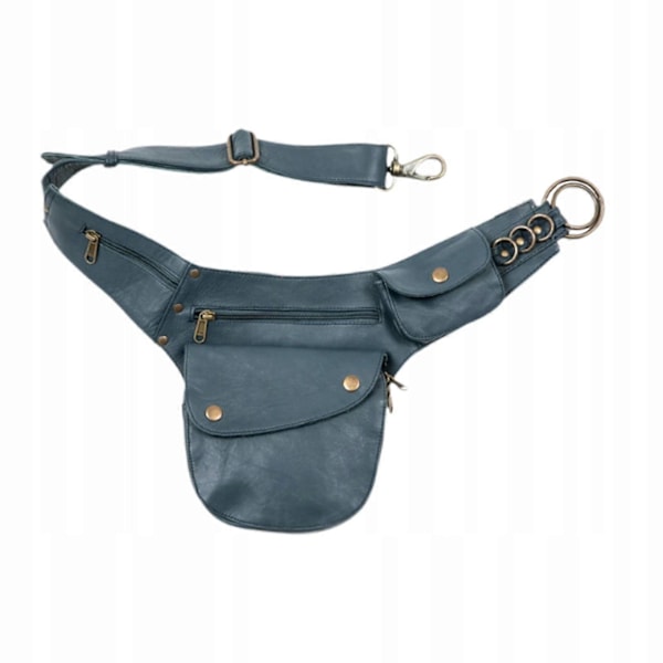 Midjeväska Män Lättvikt Pu Läder Midjeväska Crossbody Väska Fanny Blå